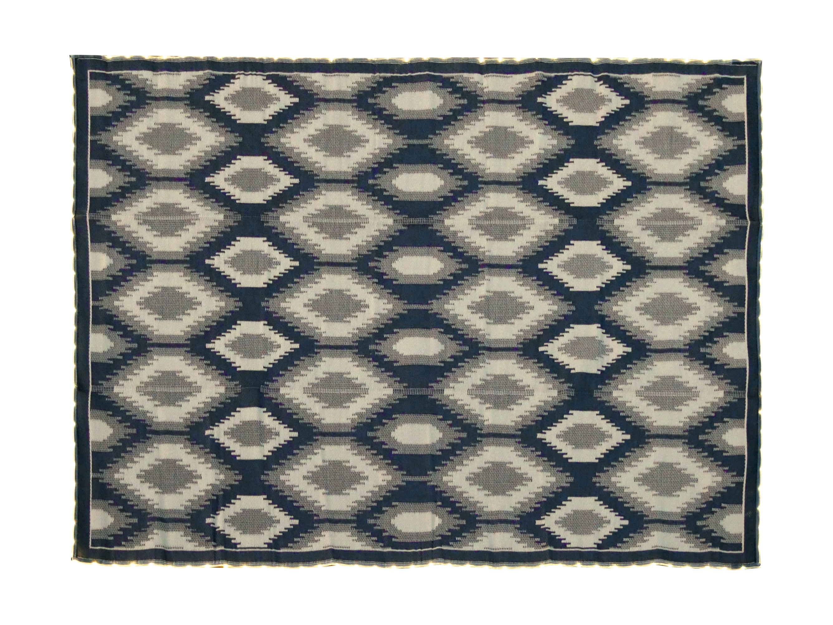 Auto Drive 9'x 12' Reversible Grey/Blue Lighted Ikat RV Patio Mat, Perfect for RV Patios and Garden Patios, Polypropylene