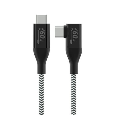 Auto Drive 90° USB Type-C Charging & Data Sync Cable (60W) Black, 6ft
