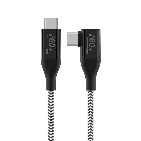 Auto Drive 90° USB Type-C Charging & Data Sync Cable (60W) Black, 6ft
