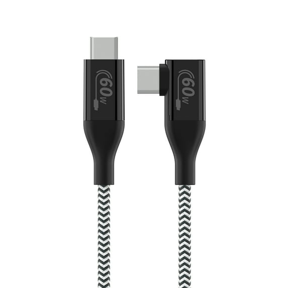 Auto Drive 90° USB Type-C Charging & Data Sync Cable (60W) Black, 6ft