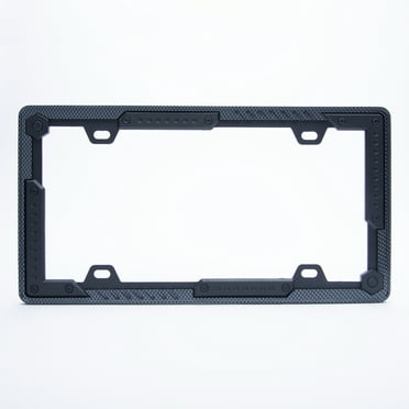 Auto Drive Aluminum Carbon Fiber Tactical Metal License Plate Frame, Black
