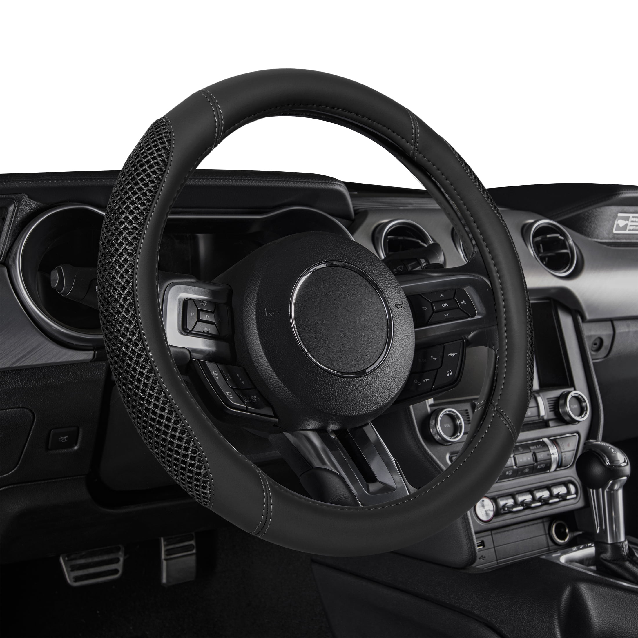 Auto Drive Black 3D Mesh, Universal Fit Steering Wheel Cover