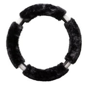 Auto Drive Black Fluffy Bling Steering Wheel Cover, 1.08 lbs, EZ Stretch On Core
