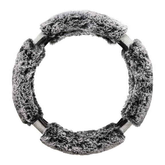 Auto Drive Black-Gray Fur Bling Steering Wheel Cover, 34060PWDI, 1.08 lbs