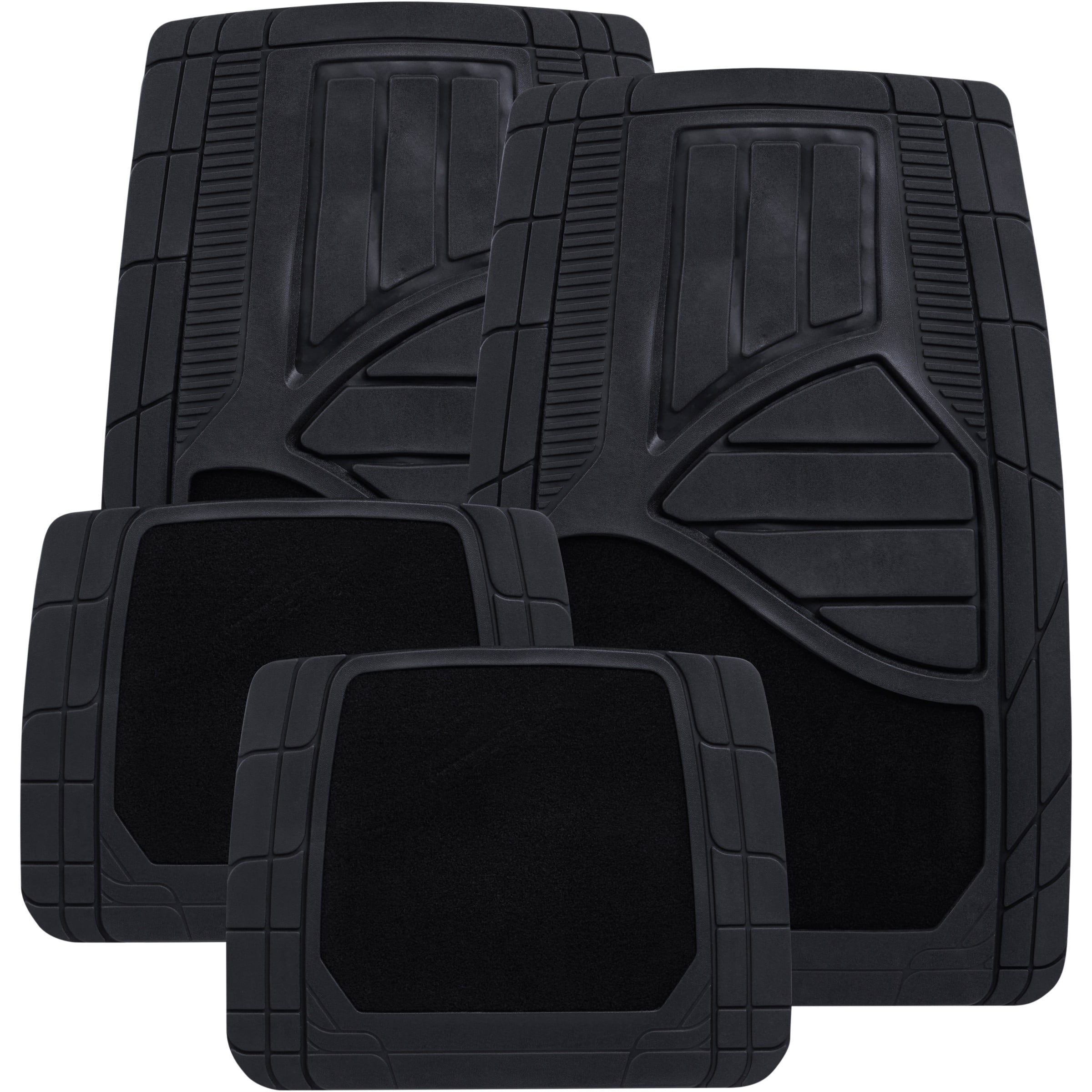 Auto Drive Black HeavyDuty Universal Fit Floor Mat Set, 4 Piece