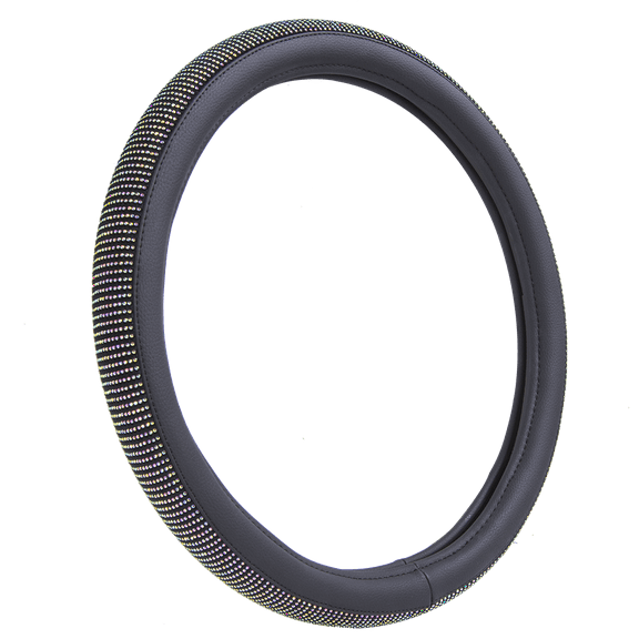 Auto Drive Black Universal Fit Iredescent Crystal Steering Wheel Cover, Fit for Cars, Suvs, Set of 1