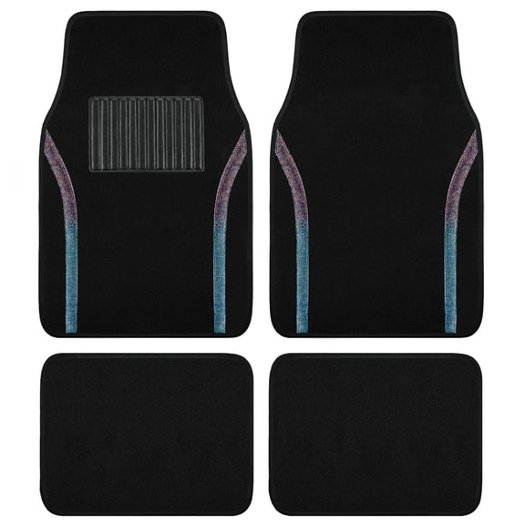 Auto Drive Bling Diamond Car Floor Mats, 4-Piece Glitter Carpet Set, Universal Fit for Cars，SUVs Purple Blue