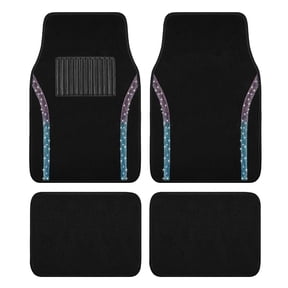 Auto Drive Bling Diamond Car Floor Mats, 4-Piece Glitter Carpet Set, Universal Fit for Cars,SUVs Purple Blue