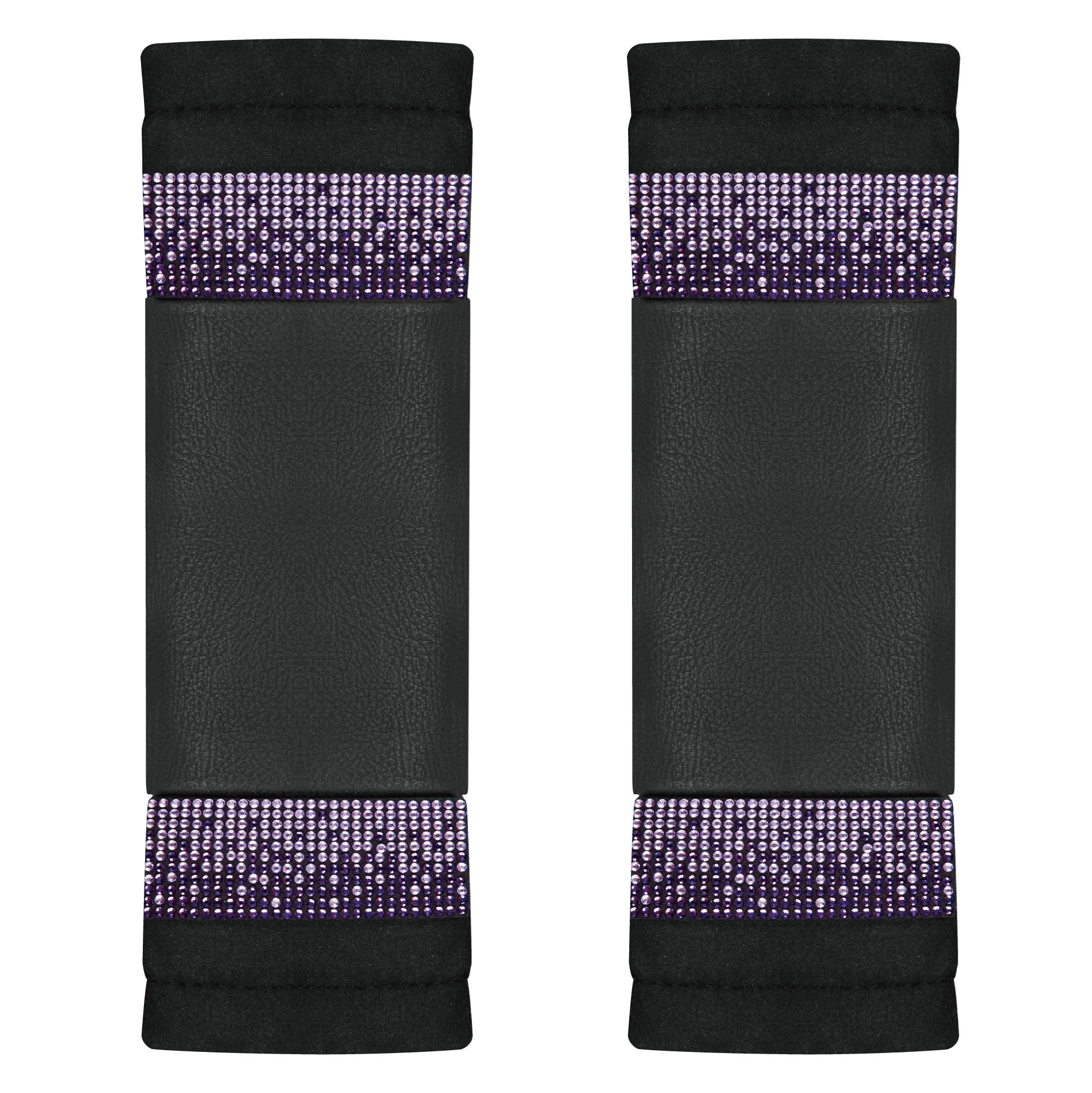 Auto Drive Bling Diamond Seat Belt Pads, 2-Pack Soft Shoulder Strap Covers, Universal Fit for Cars, SUVs Dark Purple