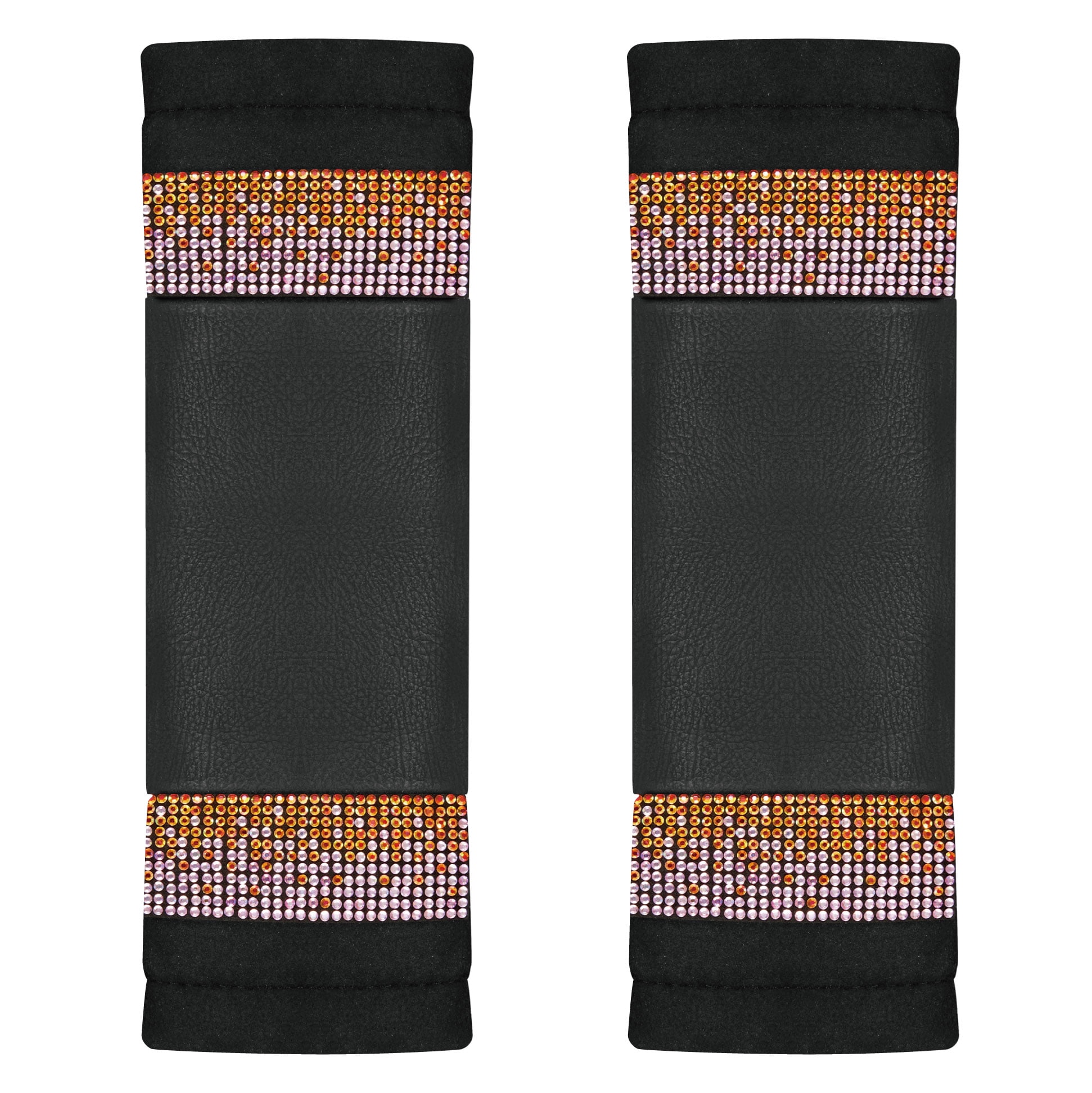 Auto Drive Bling Diamond Seat Belt Pads, 2-Pack Soft Shoulder Strap Covers, Universal Fit for Cars, SUVs Pink Orange