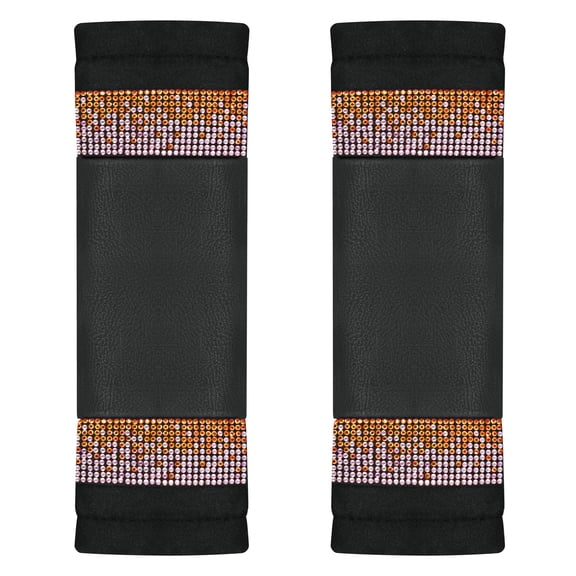 Auto Drive Bling Diamond Seat Belt Pads, 2-Pack Soft Shoulder Strap Covers, Universal Fit for Cars, SUVs Pink Orange