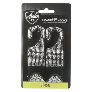 Auto Drive, Bling Headrest Hooks, 2 Pack, Automotive Interior Accessories, Universal Vehicle, 2.5 in, Gift for Holidays
