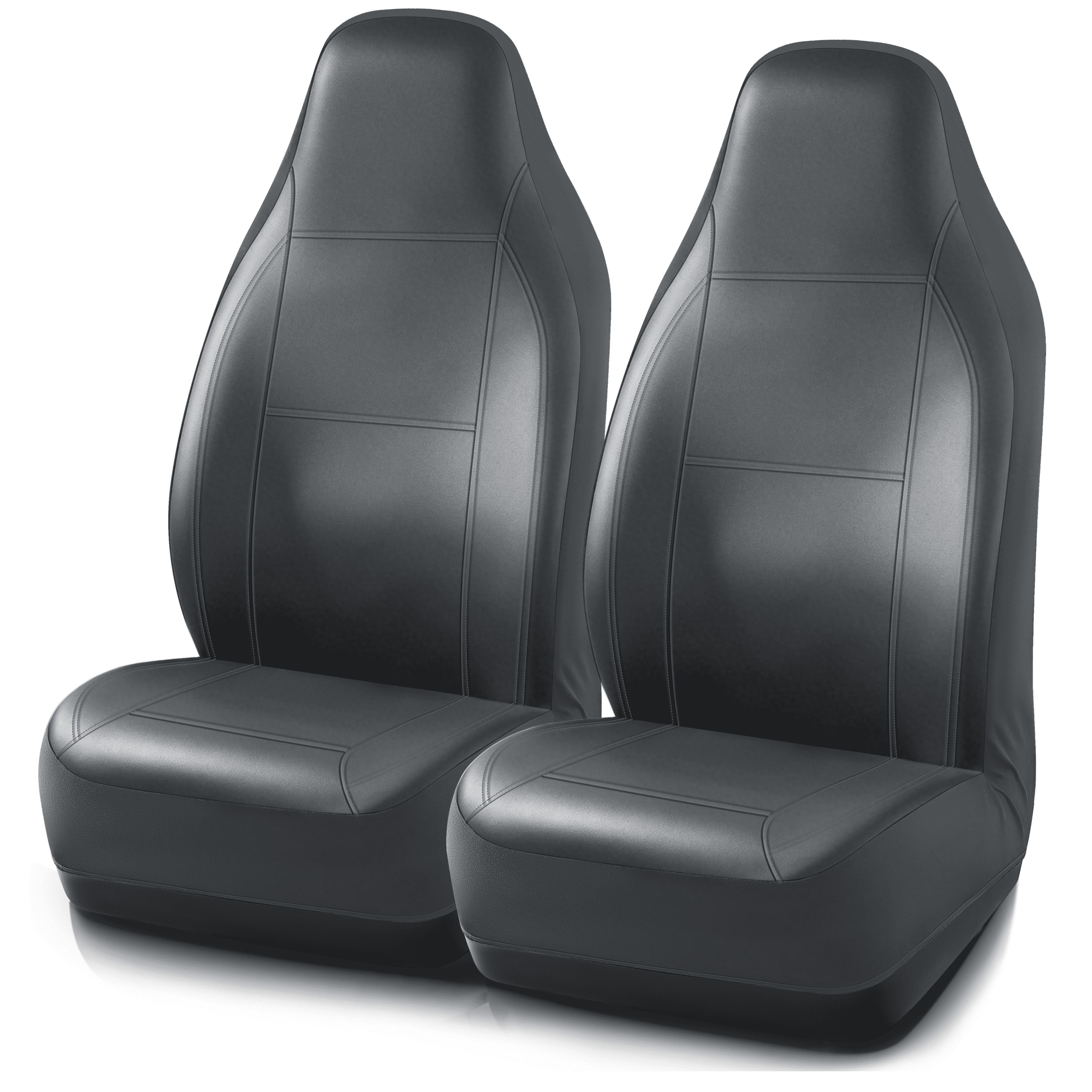 Auto Drive Car Seat Cover,High Back Full Leather Seat Protector Front Seat, Premium Comfortable Anti-Slip, Airbag Compatible Universal Fit for Cars SUVs Trucks,Gray