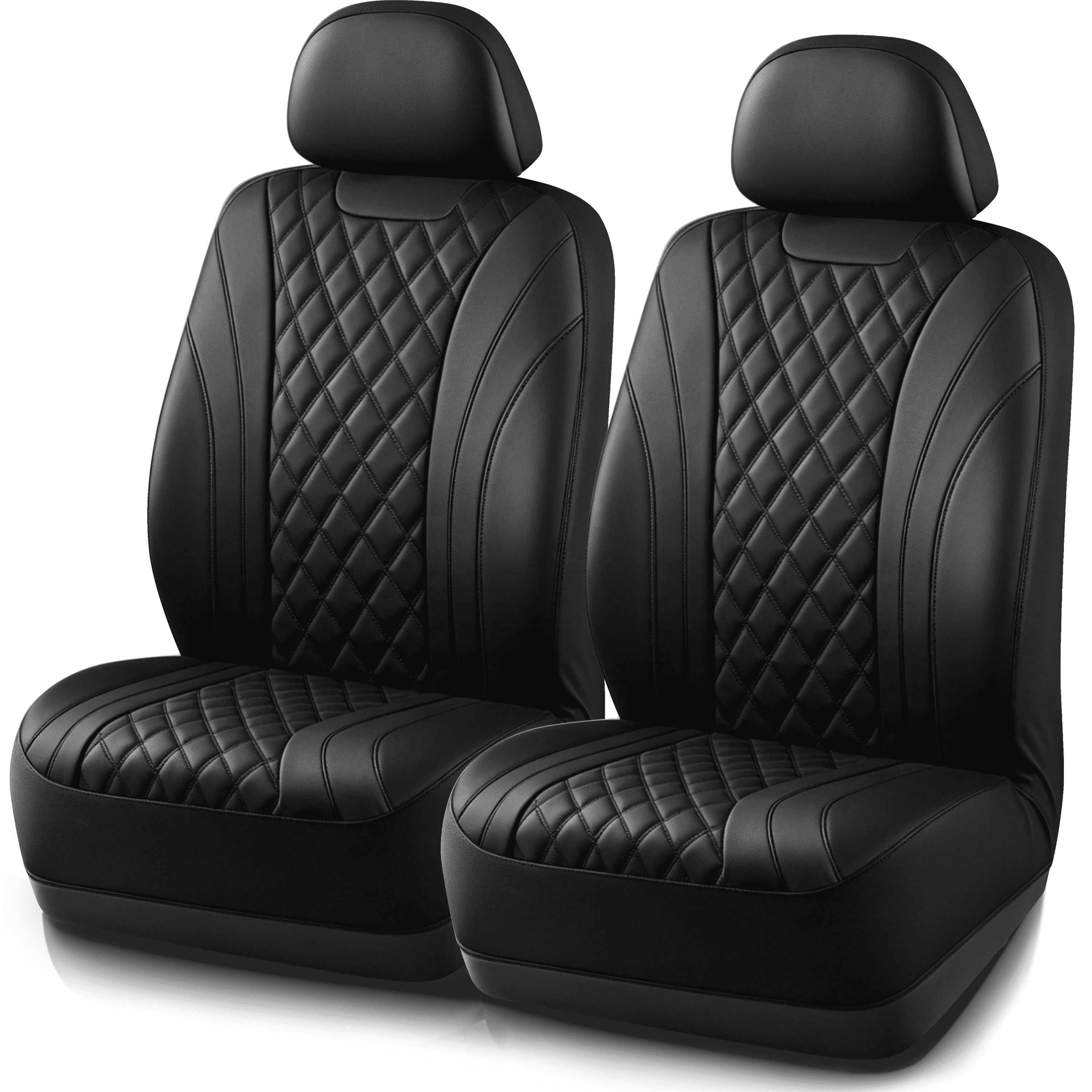 Auto Drive Car Seat Covers, Diamond Quilted Two-Tone Car Seat Covers Set, Universal Fit for Two Front Seats, Airbag Compatible for Cars, SUVs and Trucks BLack Front Seat
