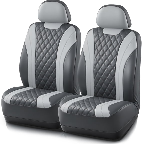 Auto Drive Car Seat Covers, Diamond Quilted Two-Tone Car Seat Covers Set, Universal Fit for Two Front Seats, Airbag Compatible for Cars, SUVs and Trucks Green Front Seat