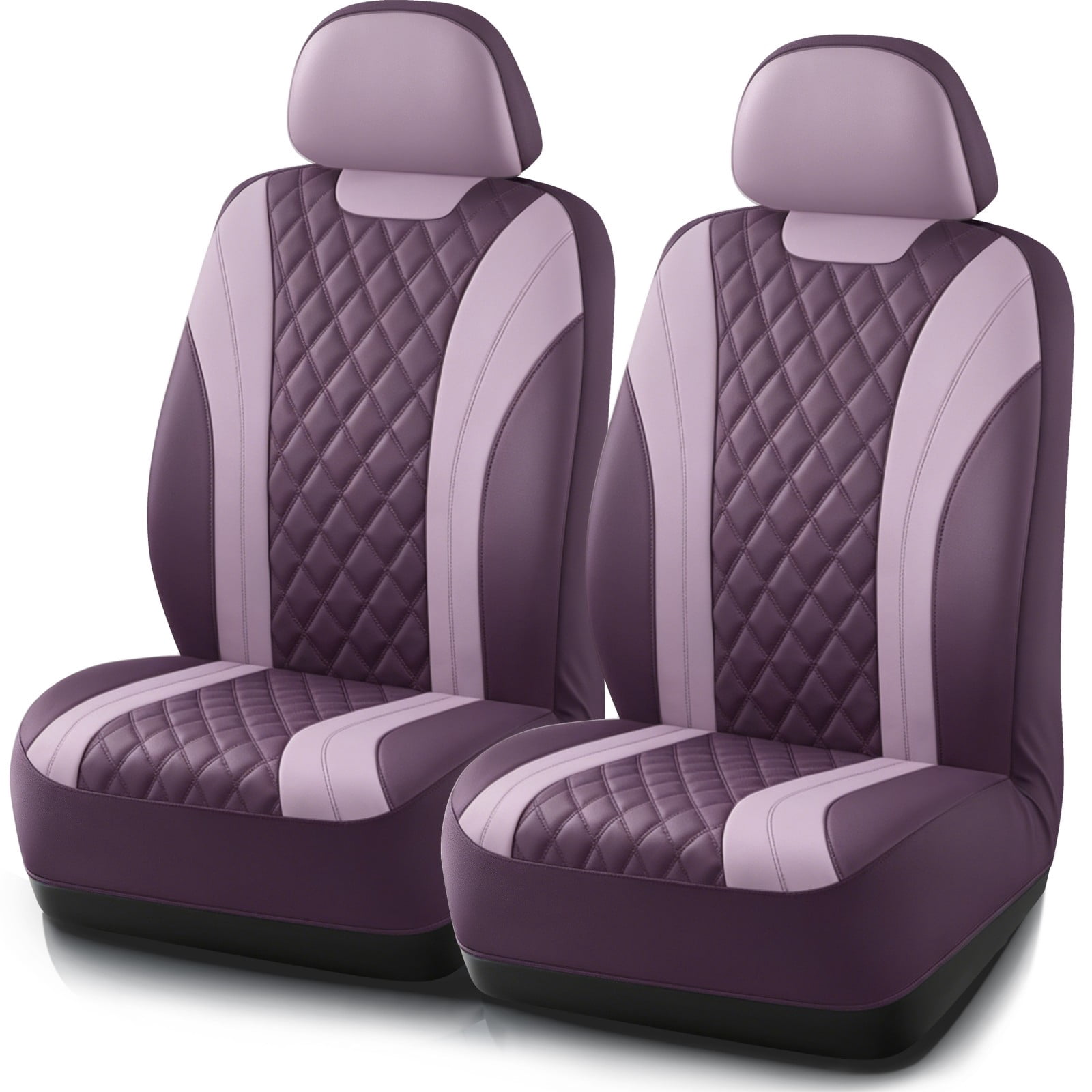 Auto Drive Car Seat Covers, Diamond Quilted Two-Tone Car Seat Covers Set, Universal Fit for Two Front Seats, Airbag Compatible for Cars, SUVs and Trucks Purple Front Seat