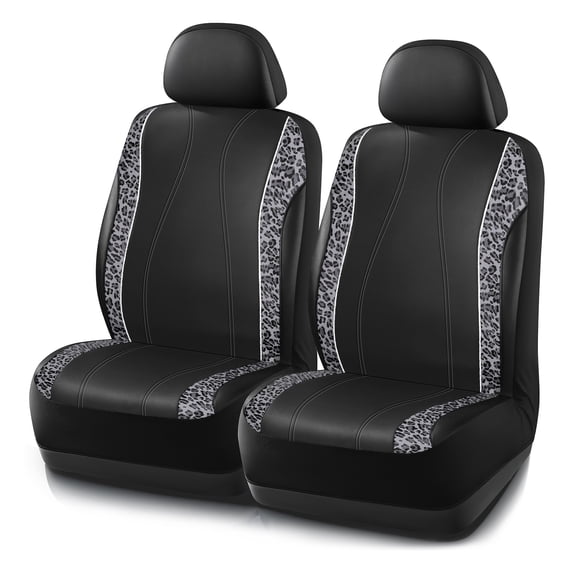 Auto Drive Car Seat Covers , Fashion Seat Covers,Leopard Print & Rhinestone Trim Front Seat Covers, Universal Fit, Airbag Compatible for Cars, SUVs and Trucks,Black