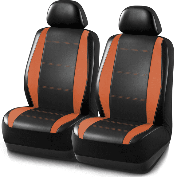 Auto Drive Car Seat Covers, Two-Tone Fabric Front Seat Protector, Breathable Comfortable, Anti-Slip Airbag Compatible Universal Fit for Cars SUVs Trucks,Orange