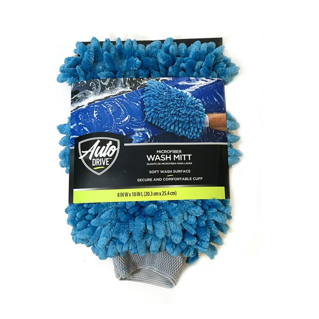 Auto Drive Car Wash Microfiber Mitt, Blue, 1 Count