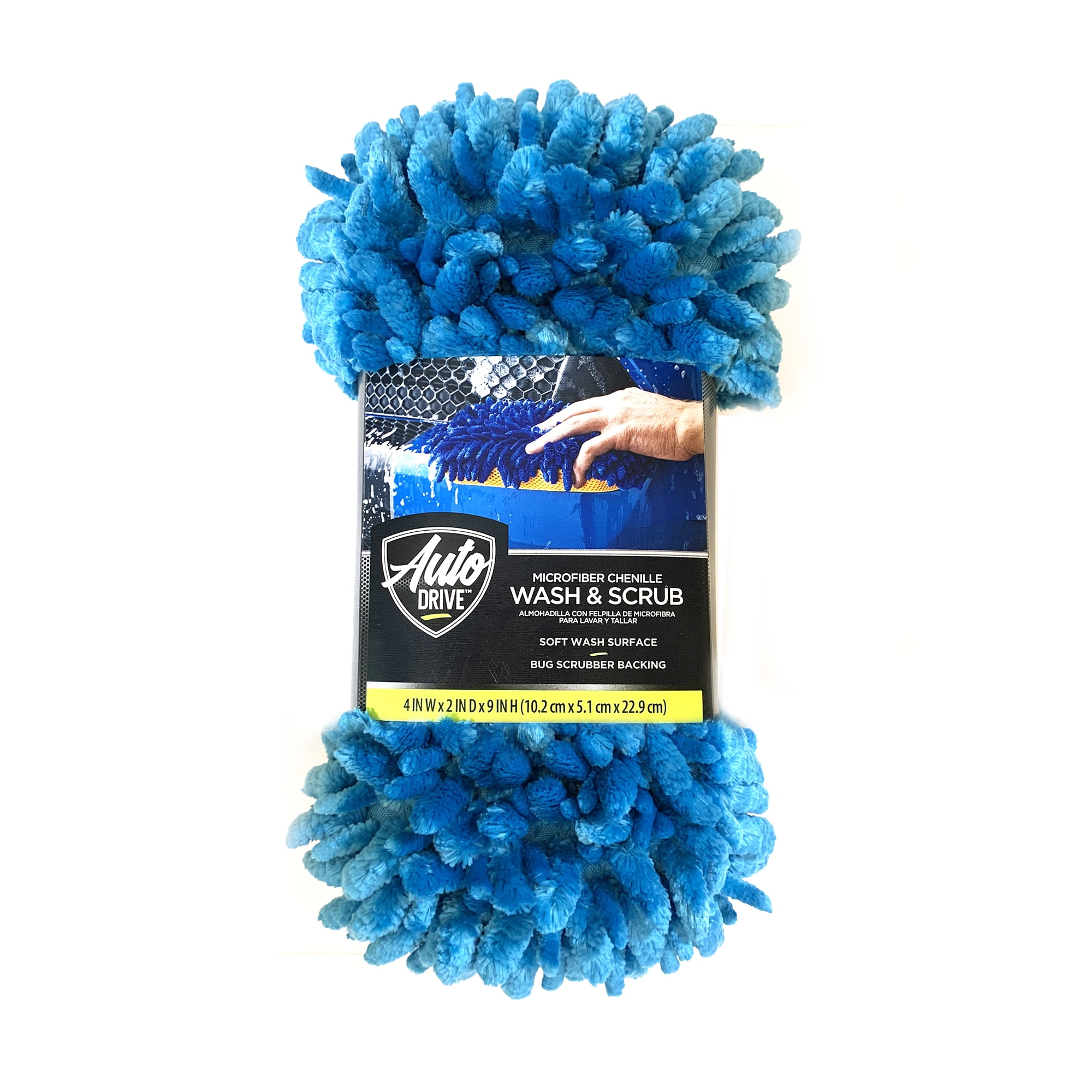 Car Wash Sponge Length 9.45 x 5.1 x 2.76 in., Chenille microfiber