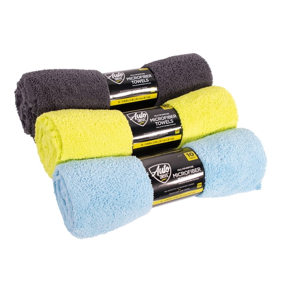Auto Drive Car Wash Microfiber Towel, 10 Count, 15" x 15", A
