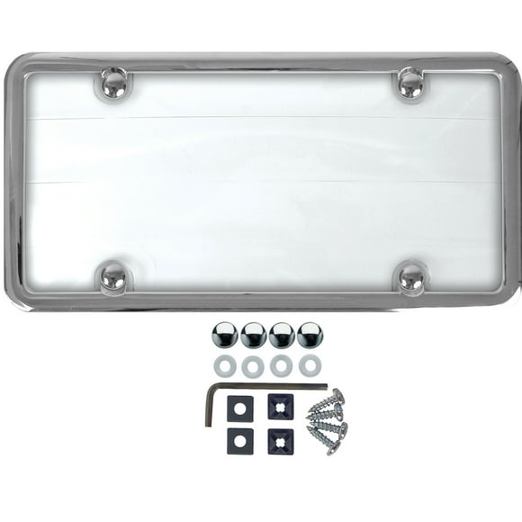 Auto Drive Chrome Metal Anti-Theft License Plate Cover and Frame