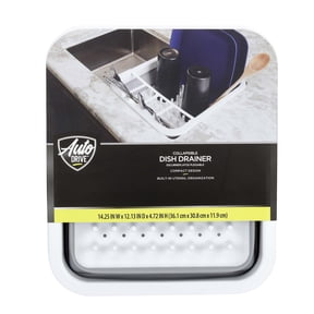 Auto-Drive, RV Collapsible Dish Drainer with Built-in-Utensil Organizer, Thermoplastic rubber