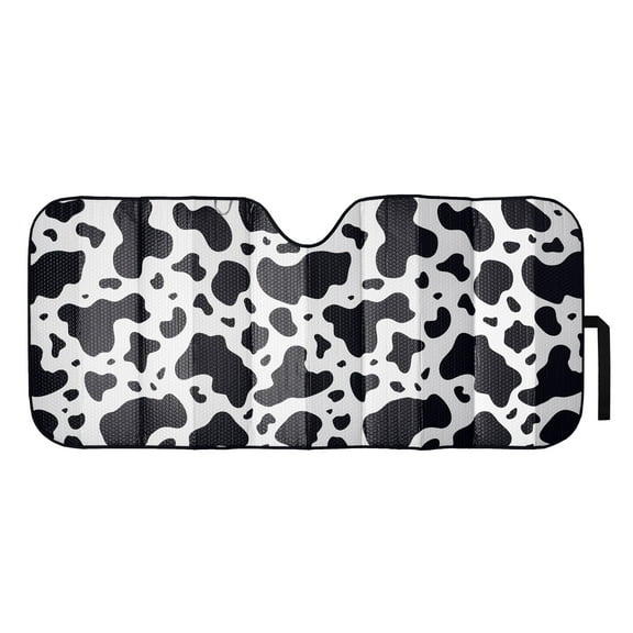 Auto Drive Cow Print Accordion Sunshade, Universal Fit for Windshields, 63 in x 28.5 in, 1 Pack