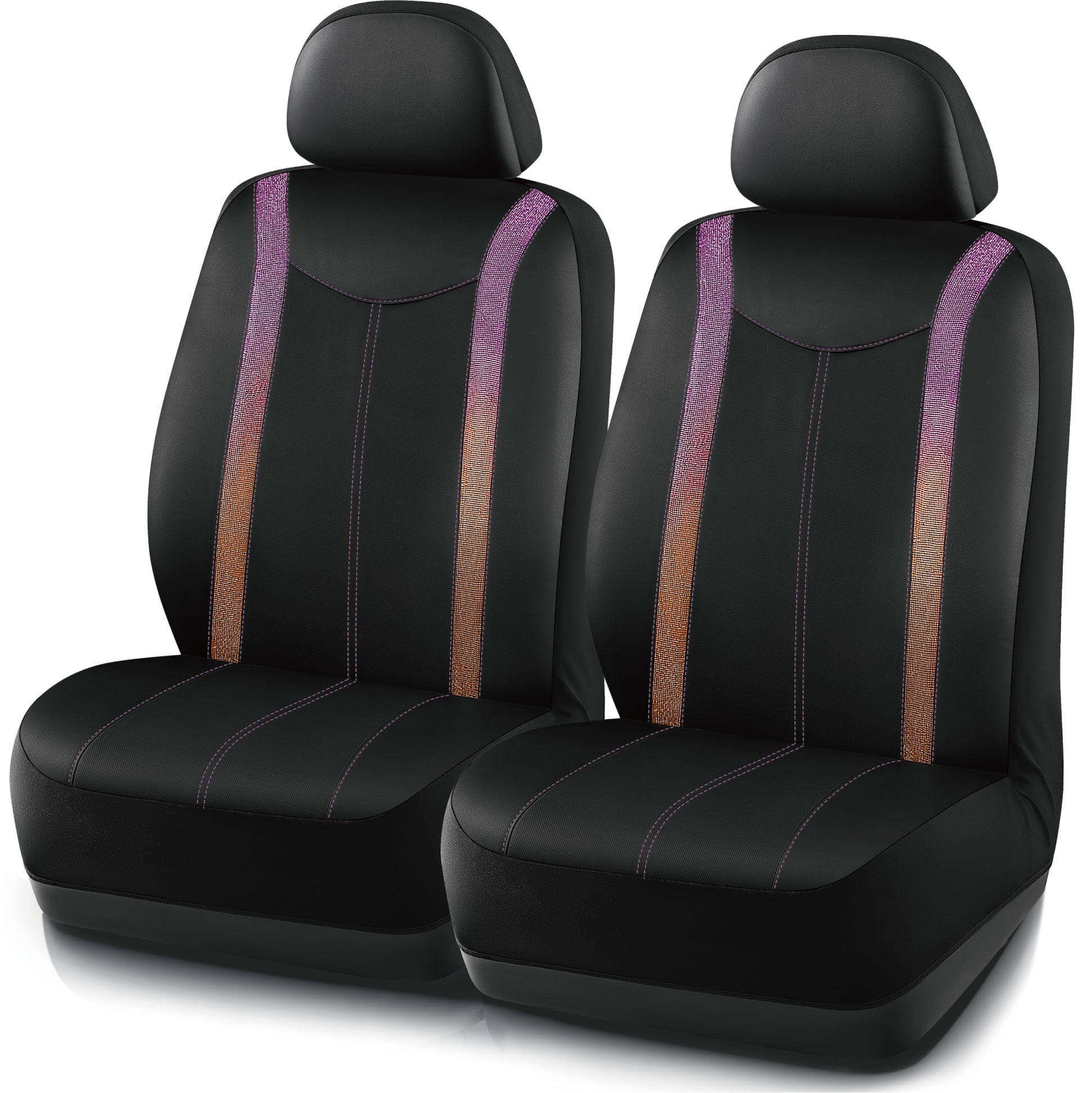Auto Drive Diamond Leather Car Seat Cover,Luxury Bling Crystal Design,Universal Fit for Cars,SUVs Pink Orange