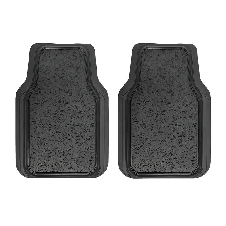 Auto Drive 2PC Rubber Floor Mats Diamond Plate Grey - Universal Fit