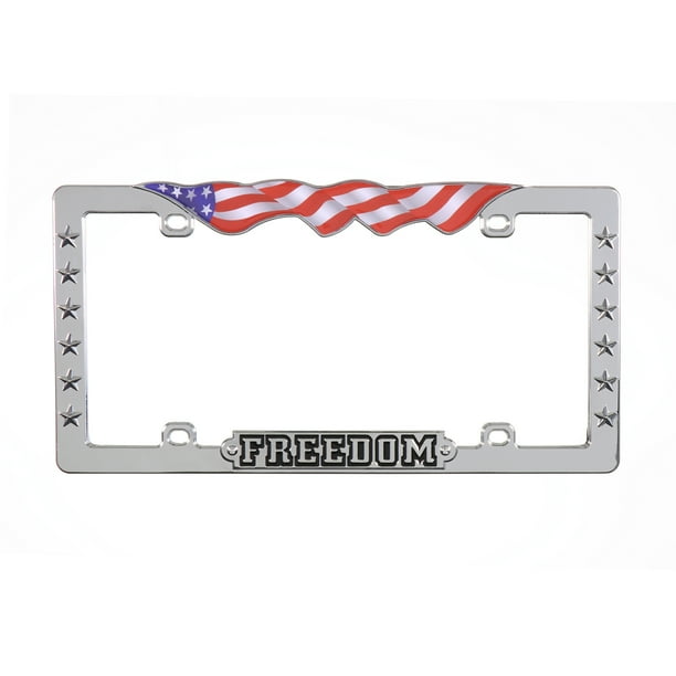 Auto Drive Freedom Automotive Metal License Plate Frame, 90136W