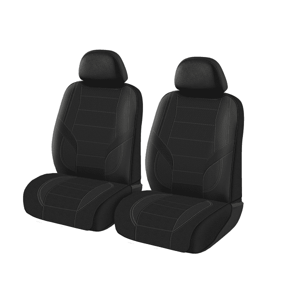 Auto Drive Full Faux Leather Seat Covers - 2 Pack - Black, Universal Fit