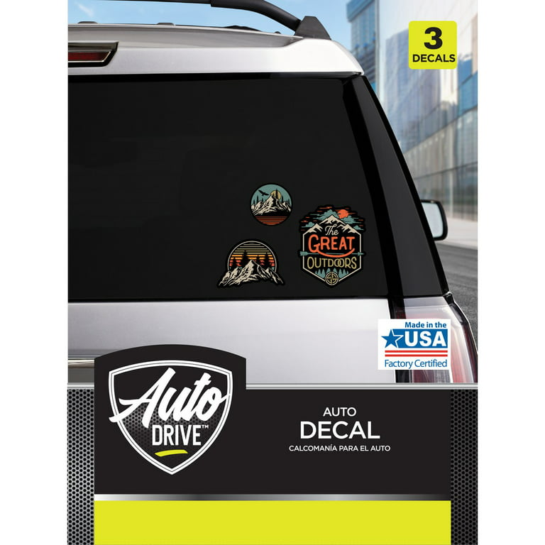 Auto Drive Great Outdoor Decals Set of 3 Vinyl Car Stickers - Black