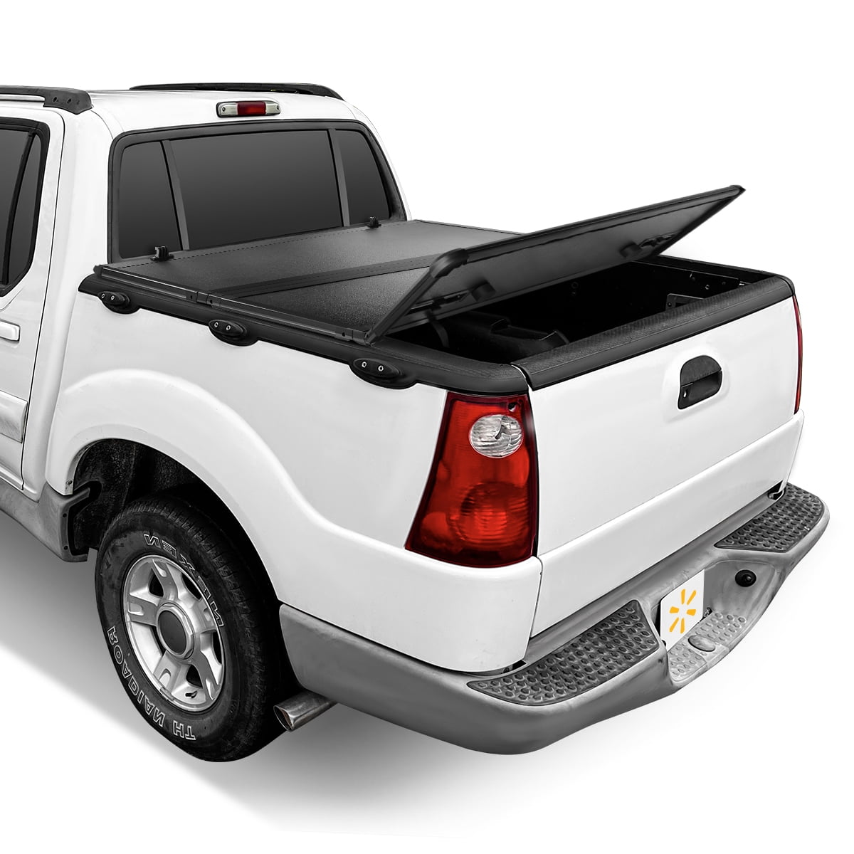 Auto Drive WMT-TRIHARD-002 Hard Folding Truck Bed Cover, Vinyl Black, Water-Resistant, Heavy-Duty, 4'2" Bed 50"L x 32" W, 1 Piece