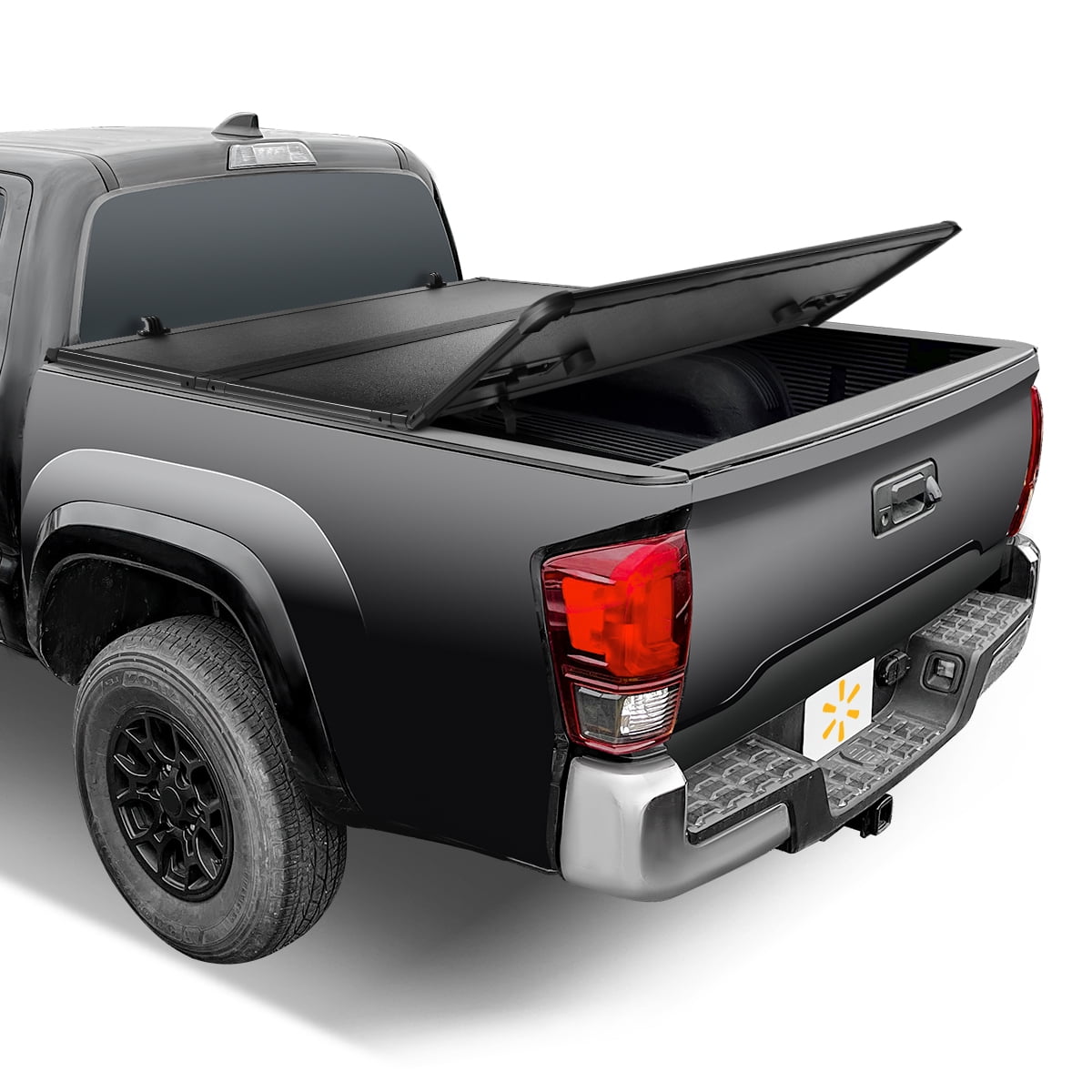 Auto Drive WMT-TRIHARD-058 Hard Folding Truck Tonneau Cover, Vinyl Black, 5 ft Bed 60" L x 27" W, 1 Piece
