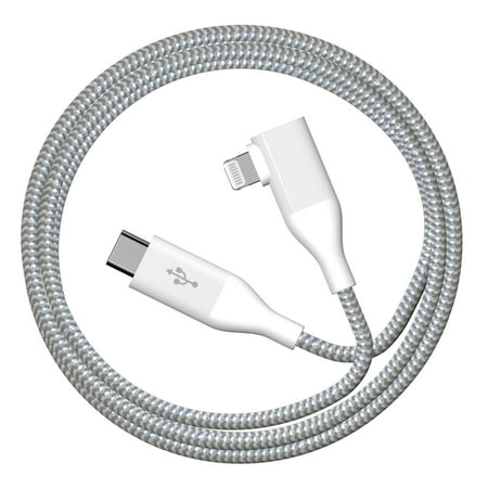 Auto Drive LXMF026 6 ft 90° USB-C to Lightning Cable Single Piece, White