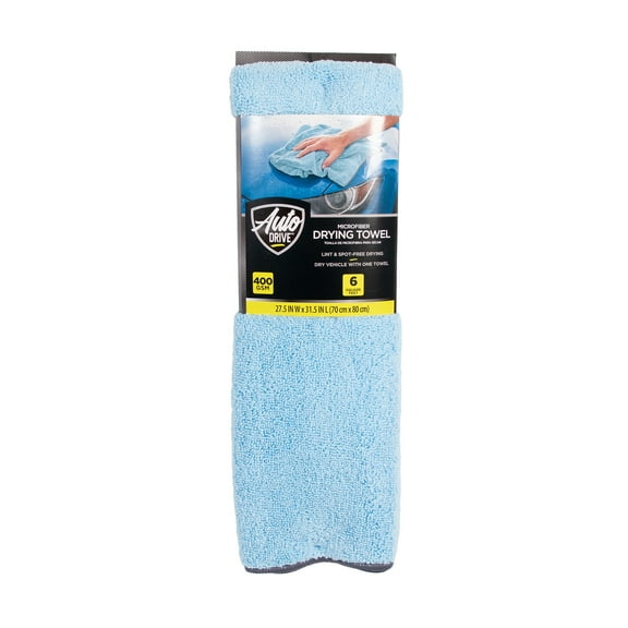 Auto Drive Car Cleaner Absorbent Microfiber Drying Towel, 6 Sq. Ft., Blue