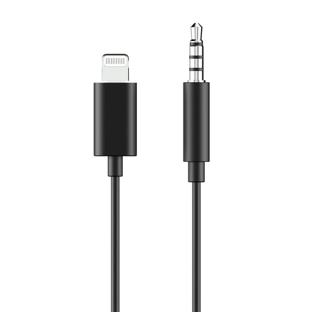 Auto Drive Lightning to 3.5 mm Plug Stereo Aux Cable, 3 ft Audio Cord, Mfi Certified,Black