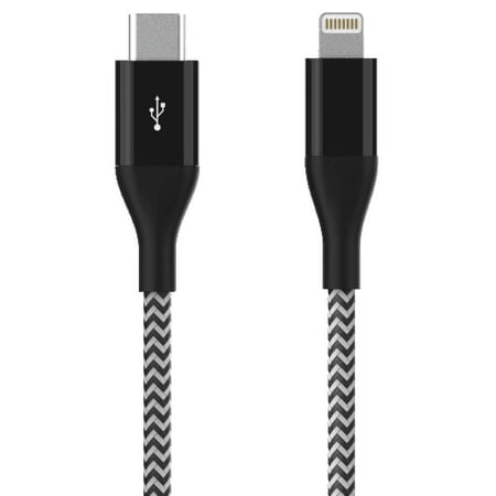 Auto Drive Lightning to USB-C, 6ft, Charging & Data Sync Cable, MFI Certified for Lightning Devices, Braided, Black