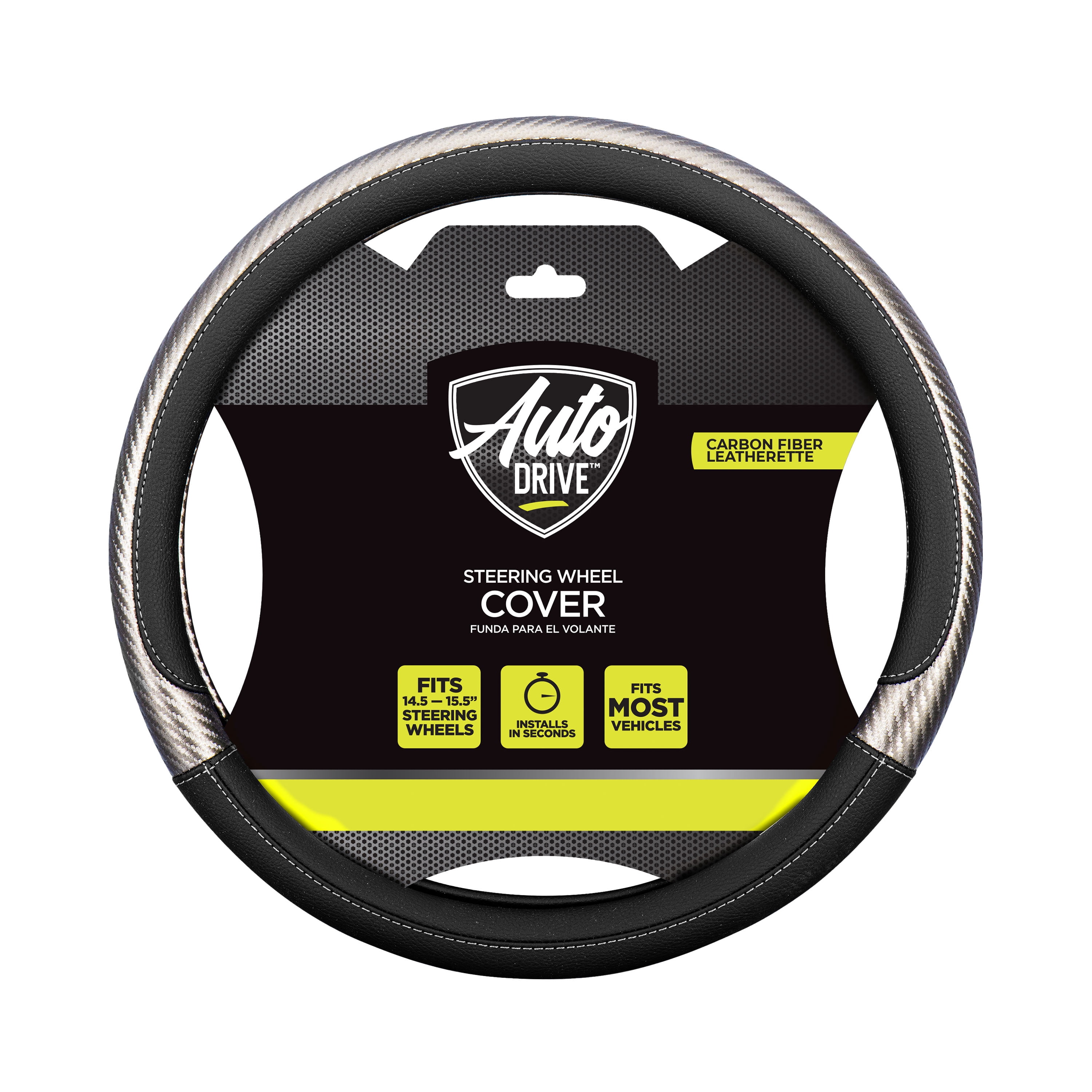 Auto Drive Metallic Gunmetal Sport Steering Wheel Cover