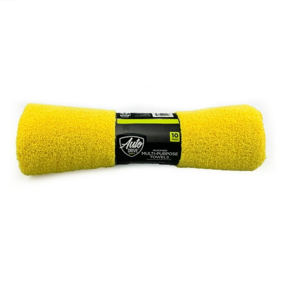 Auto Drive Microfiber Multi-Purpose Cleaning Towels 10 Pack, Yellow