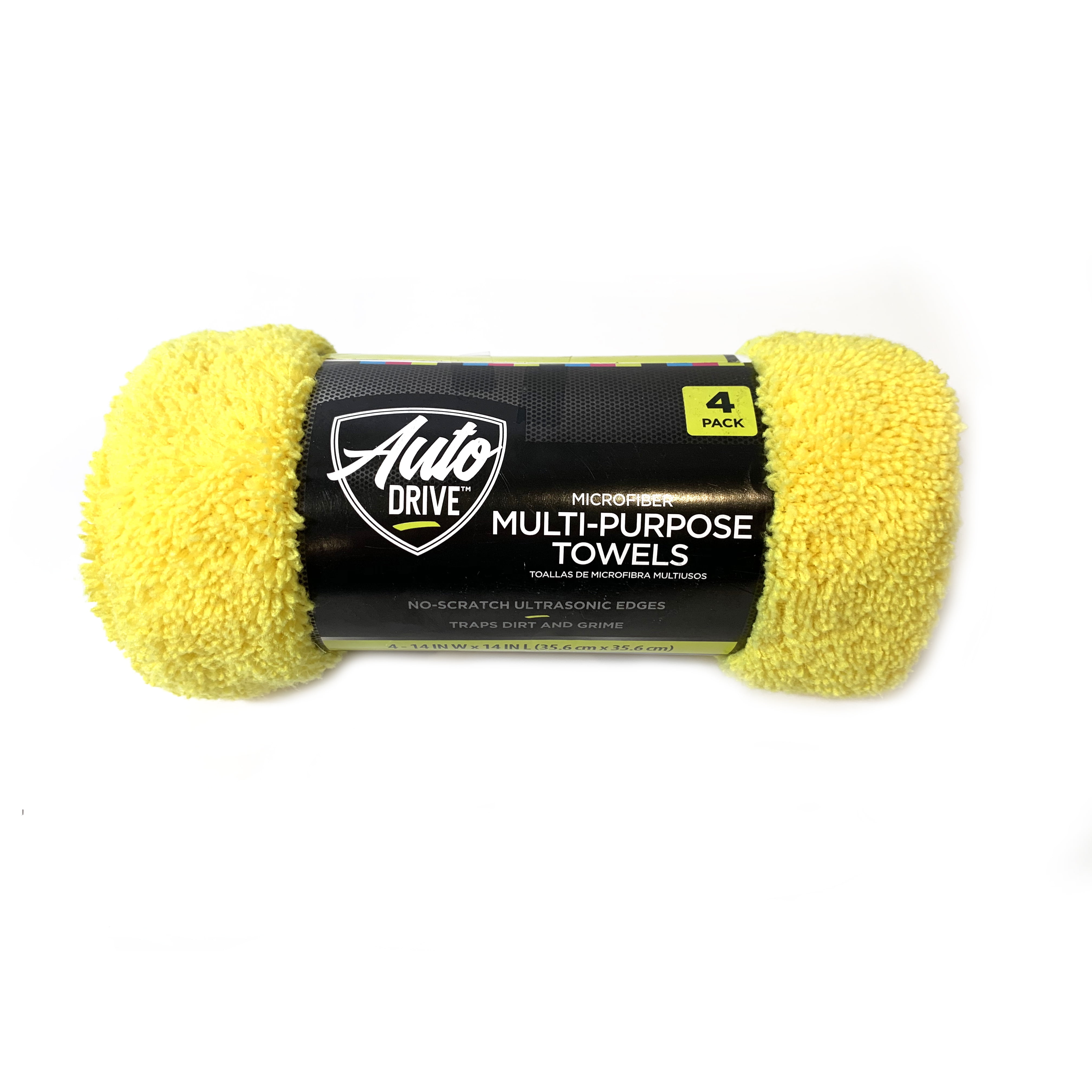 Auto Drive Microfiber Multi-Purpose Cleaning Towels 4 Pack, Yellow