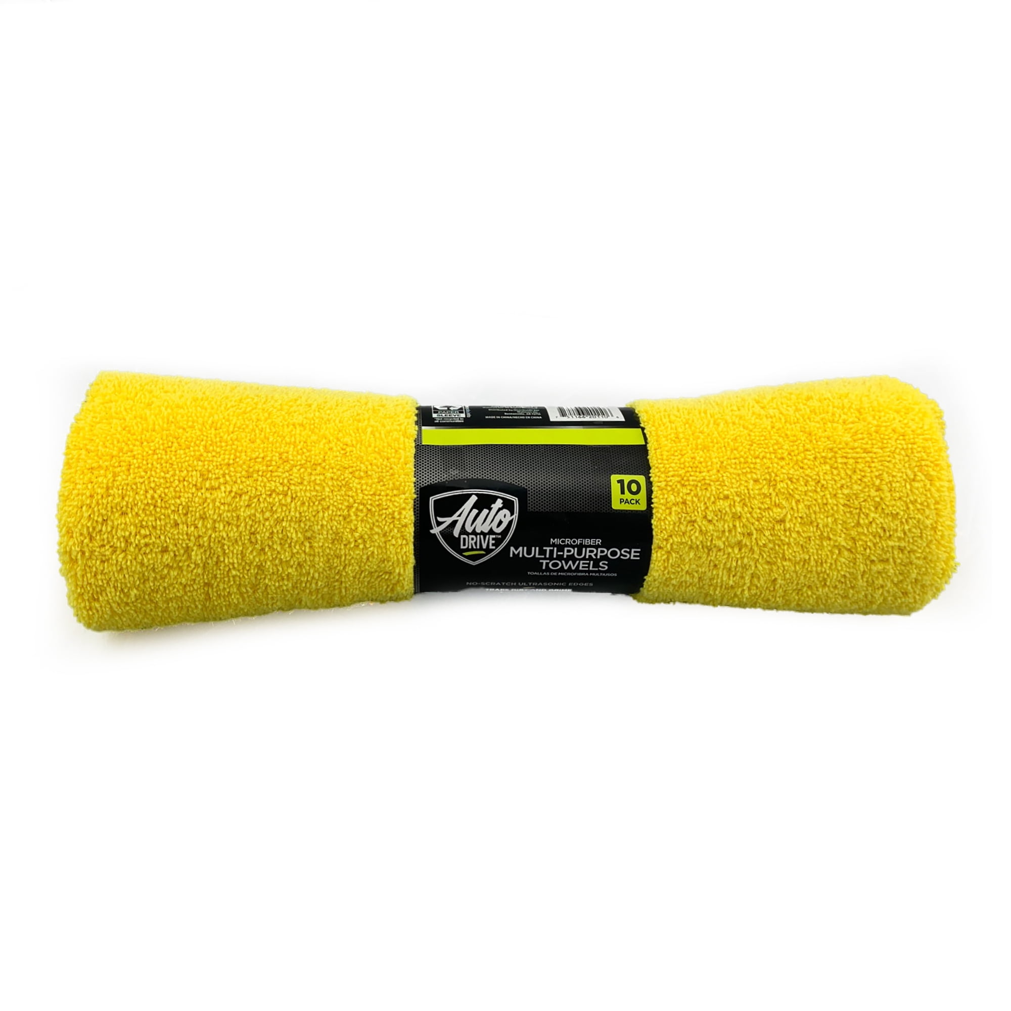 Auto Drive Microfiber Multi-Purpose Cleaning Towels 10 Pack, Yellow