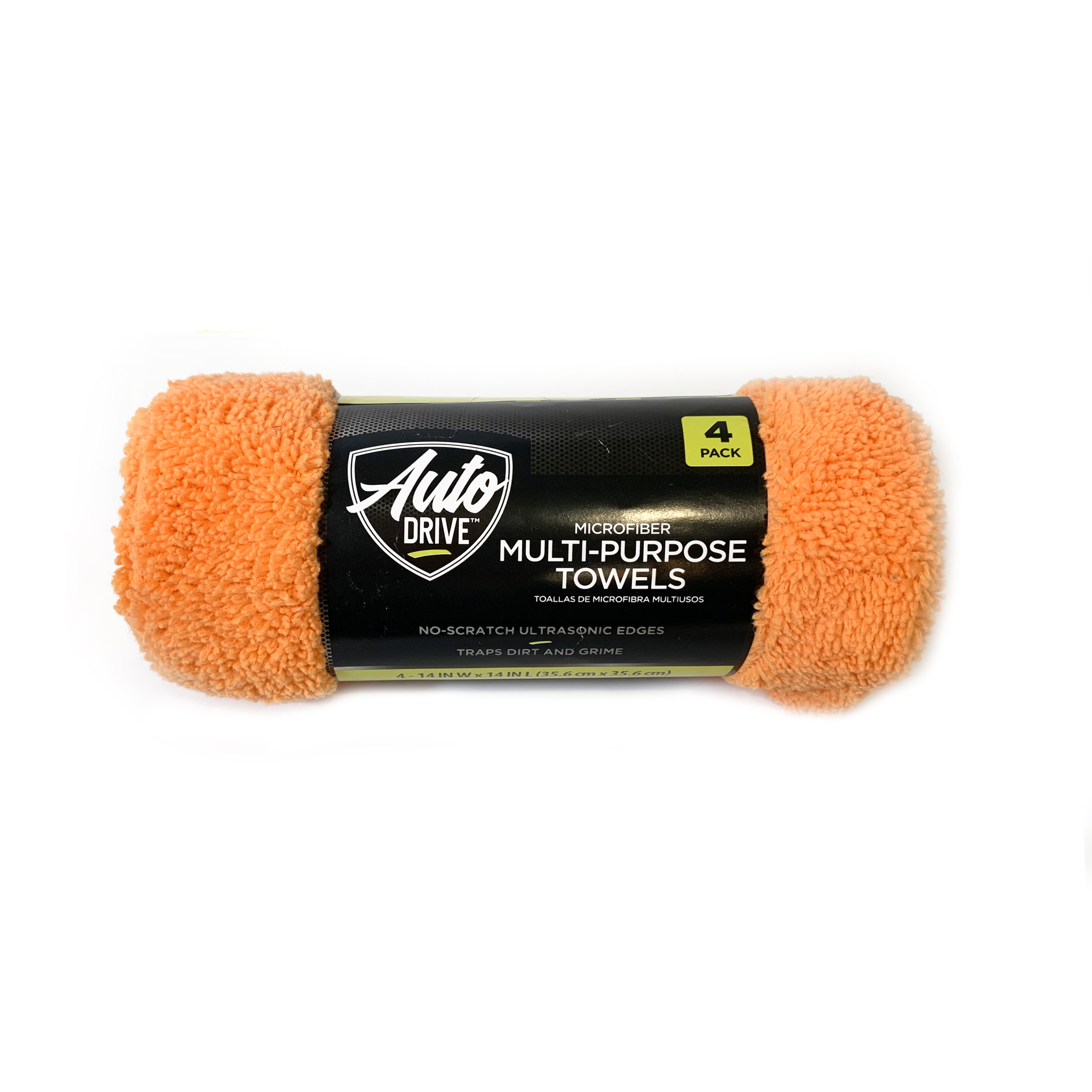 Auto Drive Super Absorbent Microfiber Cleaning Towels 4 Pack - Orange