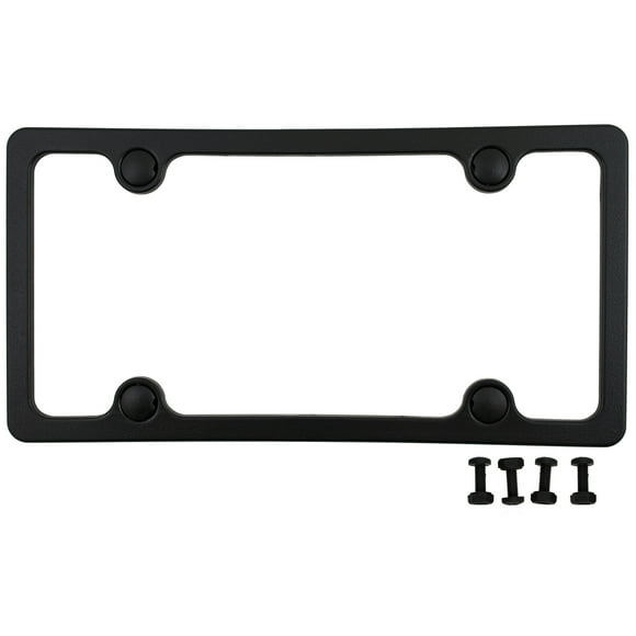 Auto Drive Plastic License Plate Frame with Fasteners, Black