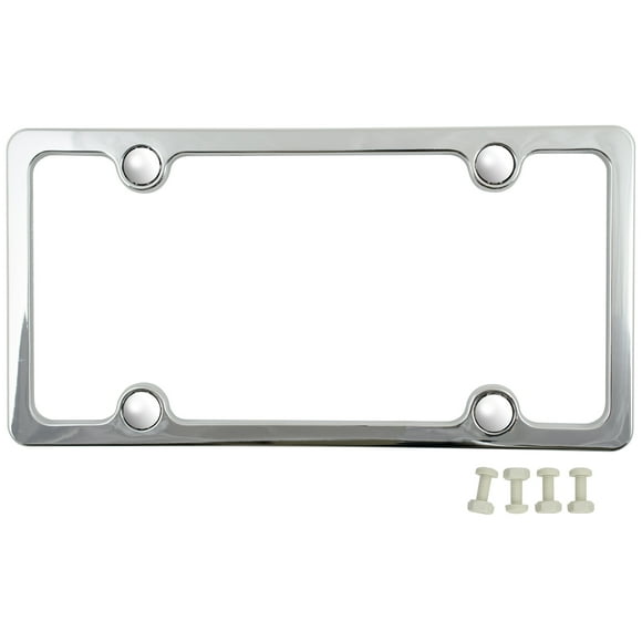 Auto Drive Plastic License Plate Frame with Fasteners, Chrome