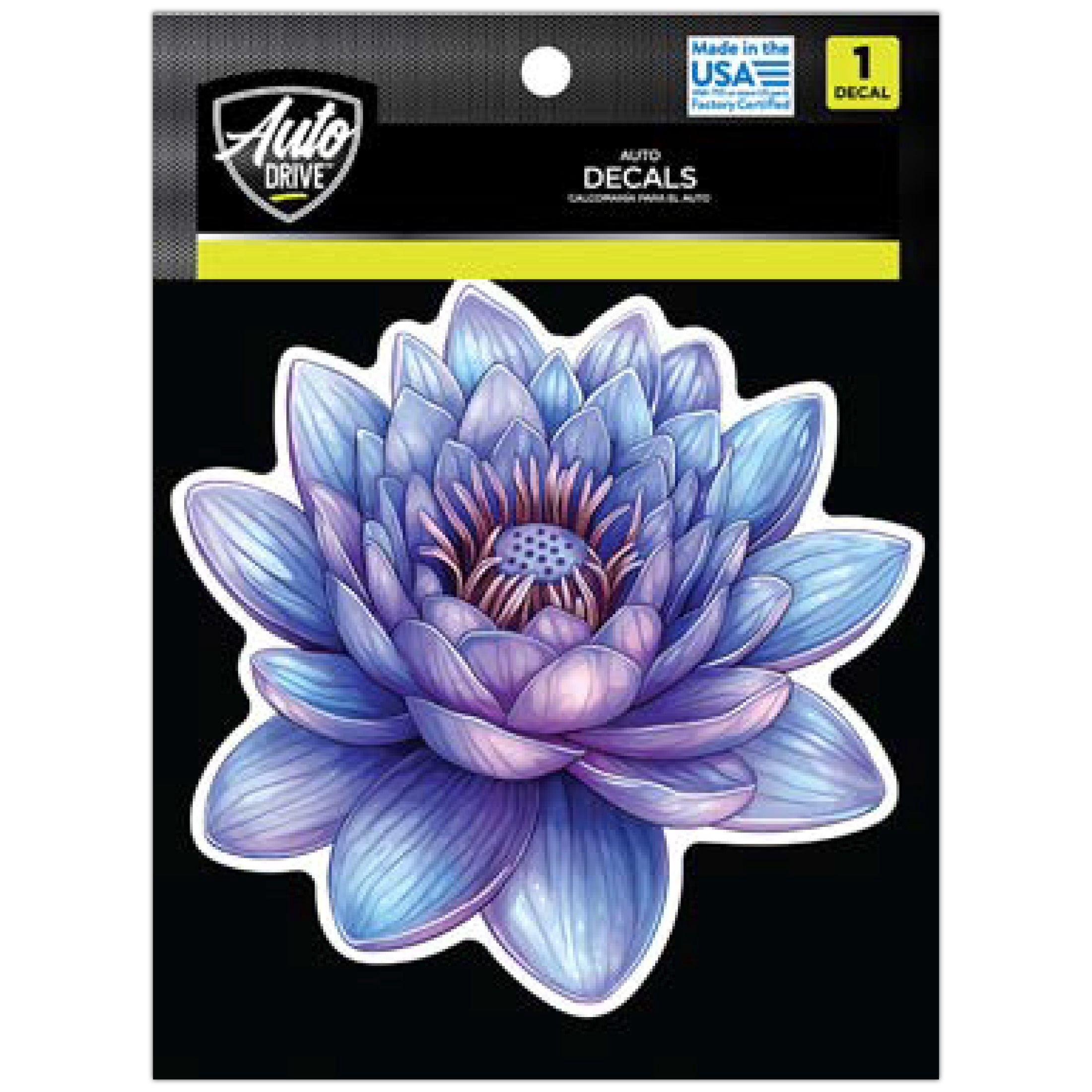 Auto Drive Purple Lotus Flower Vinyl Auto Decal, 1-Piece