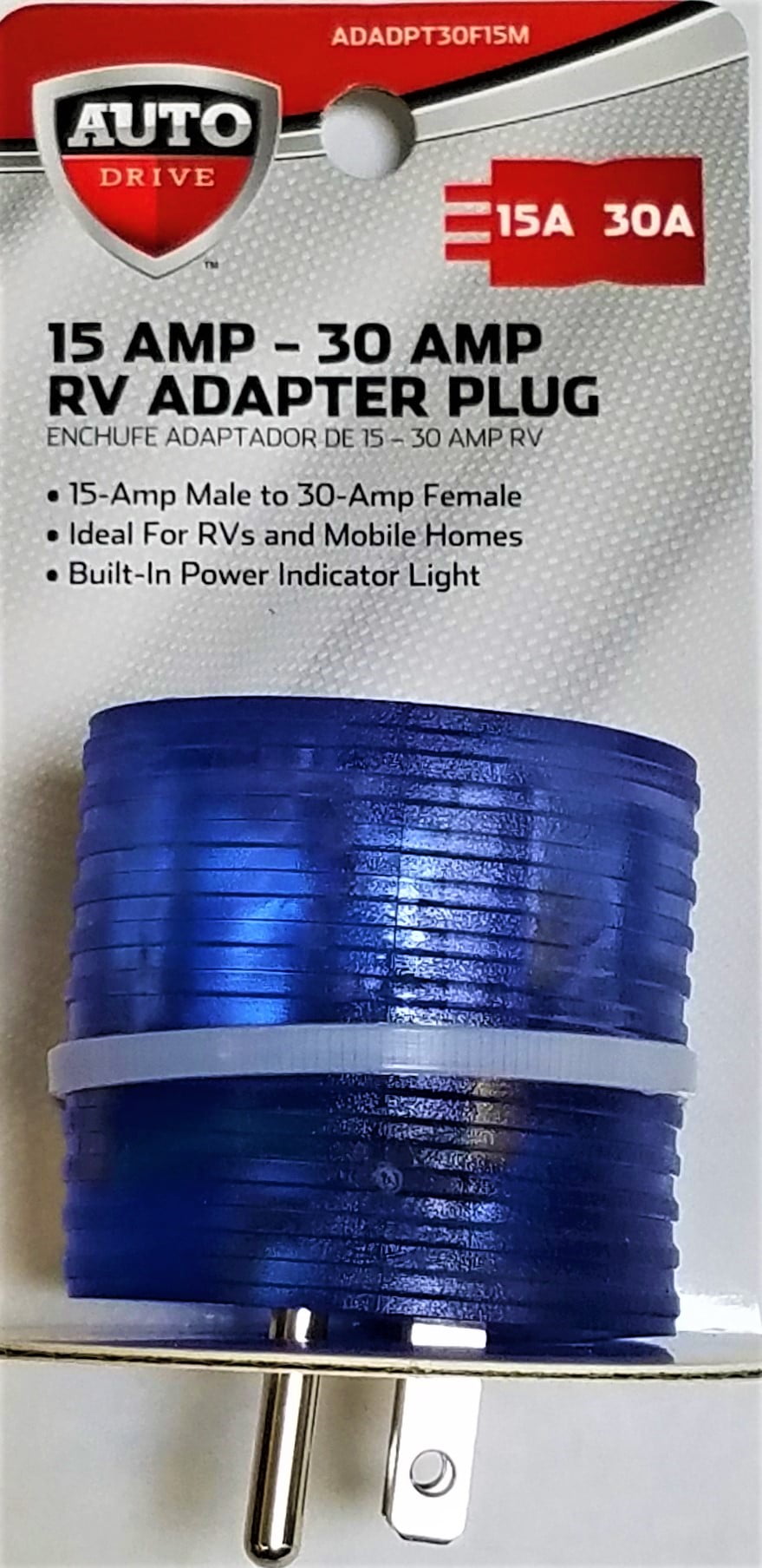 Auto Drive RV Adapter Plug, 15 Amp - 30 Amp