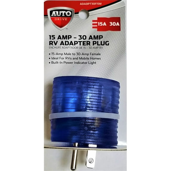 Auto Drive RV Adapter Plug, 15 Amp - 30 Amp