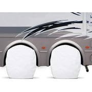 Auto Drive RV Wheel Covers - Set of 2 - White with Felt